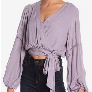 Free People Dream Girl Wrap Top LAVENDER - size XS